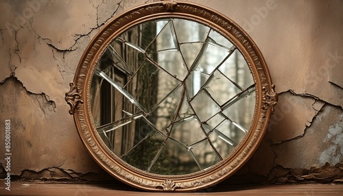 old vintage broken mirror