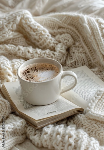 A Cup of Coffee and a Book on a Cozy Winter Day