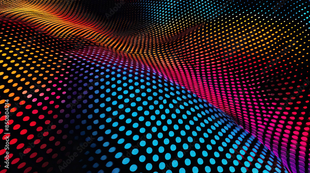 An immersive 3D render of an abstract halftone background consisting of different dots An immersive 3D render of an abstract halftone background consisting of different dots