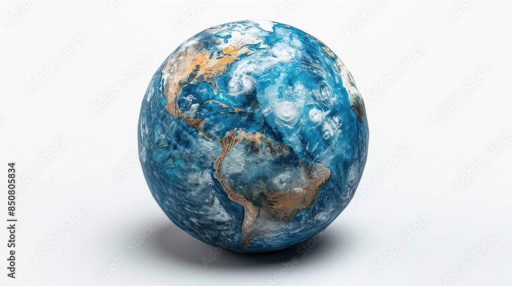 A 3D Render of Earth with Detailed Clouds and Landmasses A 3D Render of Earth with Detailed Clouds and Landmasses