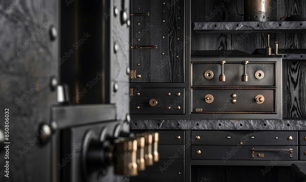 Obraz premium Industrial Elegance Precision Craftsmanship on Black