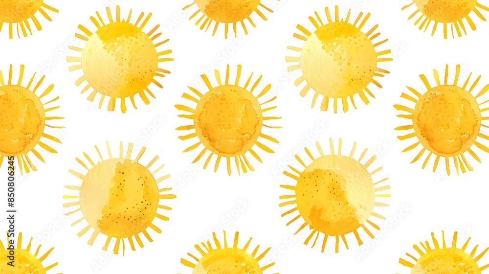 Abstract yellow suns seamless pattern on white background. Geometric circle repeat pattern in minimalist style. Farbric, paper, clothing summer design Abstract yellow suns seamless pattern on white background. Geometric circle repeat pattern in minimalist style. Farbric, paper, clothing summer design