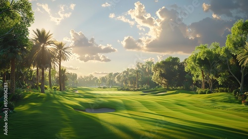 A Resort with a Golf Field with a Nice Morning Sunshine":