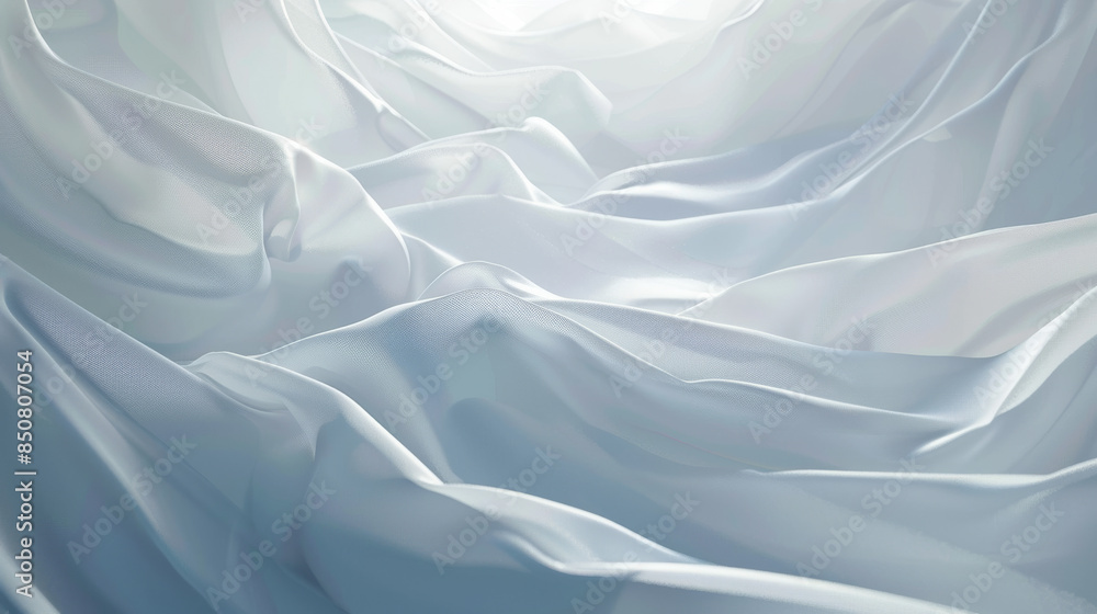 Obraz premium Delicate waves of soft, white fabric create a serene and dreamlike landscape, with gentle light accentuating the smoothness and tranquility of the scene.