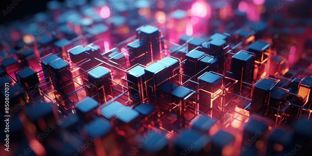 Futuristic Digital Cityscape with Glowing Neon Lights Futuristic Digital Cityscape with Glowing Neon Lights