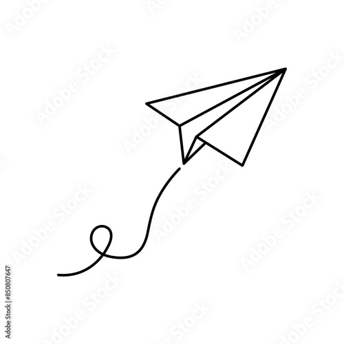 Paper plane flat vector icon with editable stroke