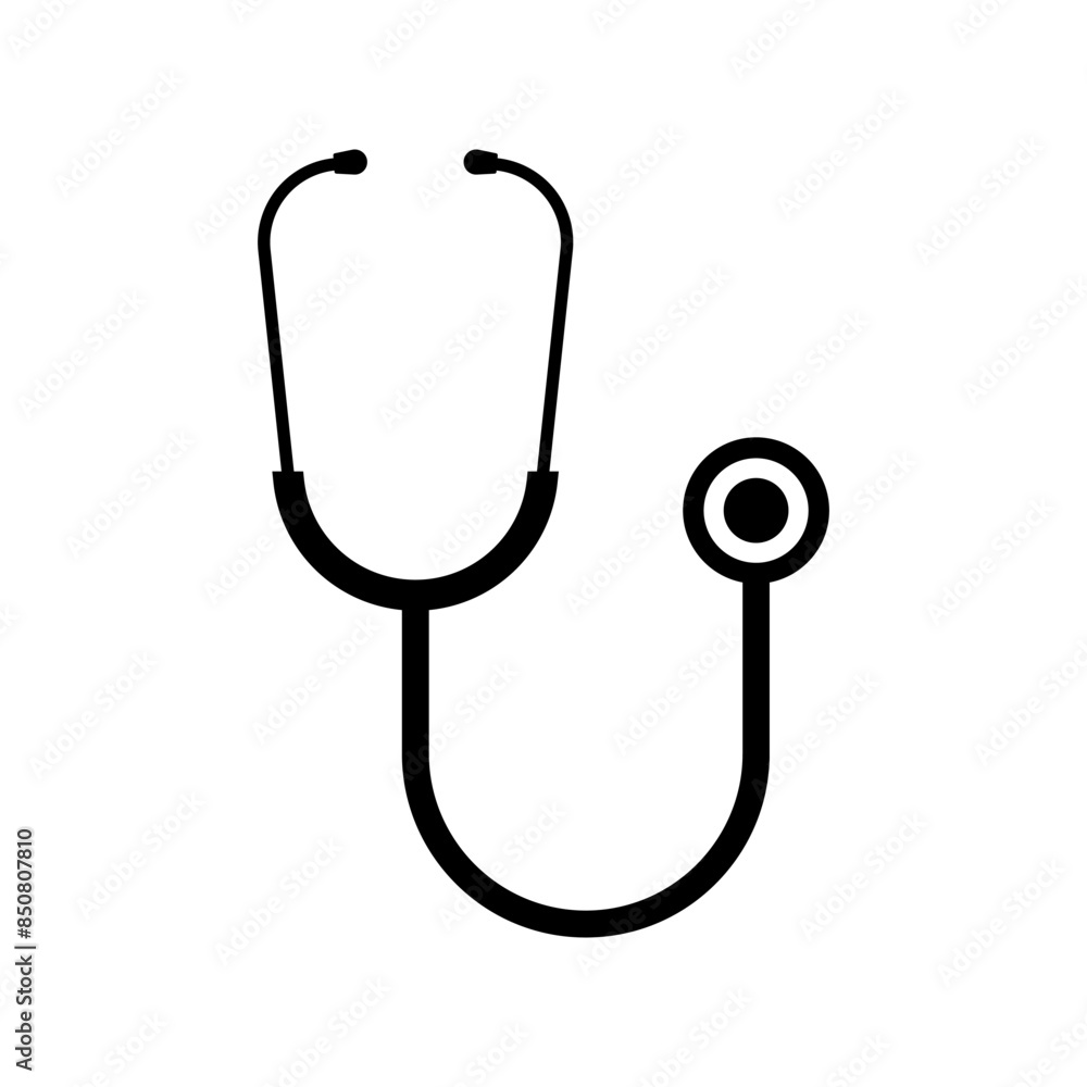 Stethoscope black and white flat vector icon. Health check symbol. Medical instrument Stethoscope black and white flat vector icon. Health check symbol. Medical instrument