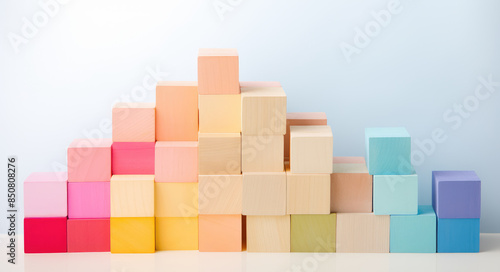 Colorful Building Blocks on White Background