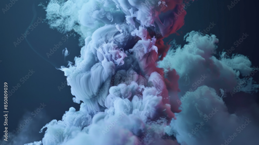 Fototapeta premium Vividly colored plumes of smoke twist and blend in a dreamy, otherworldly display against a dark backdrop.
