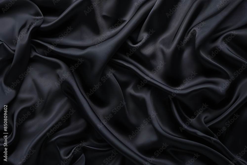 Black fabric with a wavy pattern on black background Black fabric with a wavy pattern on black background