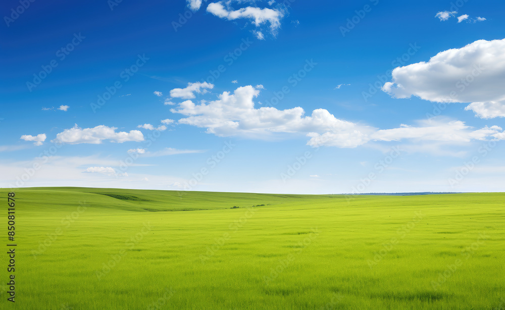 Serene Green Field Under Blue Sky Serene Green Field Under Blue Sky