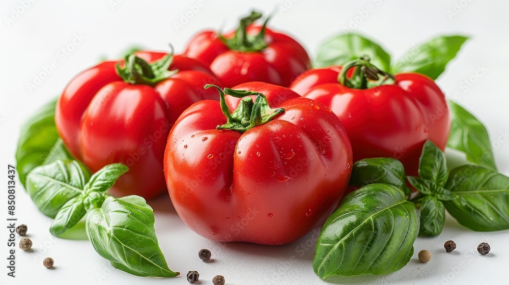 Fresh Tomatoes with Basil and Peppercorns. Fresh Tomatoes with Basil and Peppercorns.