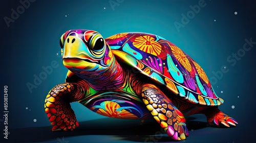 turtle in the style of colorful cartoon