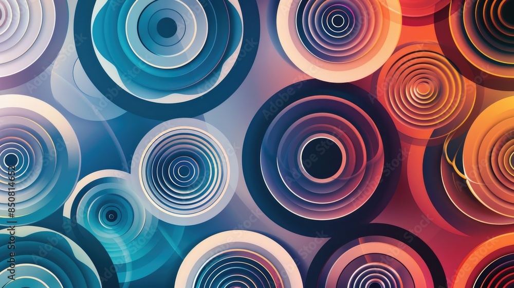 Contemporary abstract geometric pattern with concentric circles and gradient hues, creating a sense of depth and movement. Contemporary abstract geometric pattern with concentric circles and gradient hues, creating a sense of depth and movement.