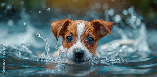 A Wet Dog Enjoying a Summer Day Swim