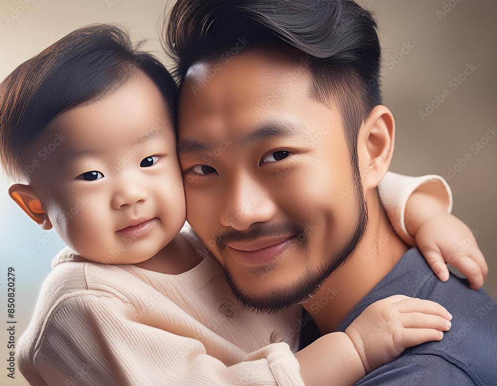 Father and toddler child, portrait is isolated. Father and toddler child, portrait is isolated.