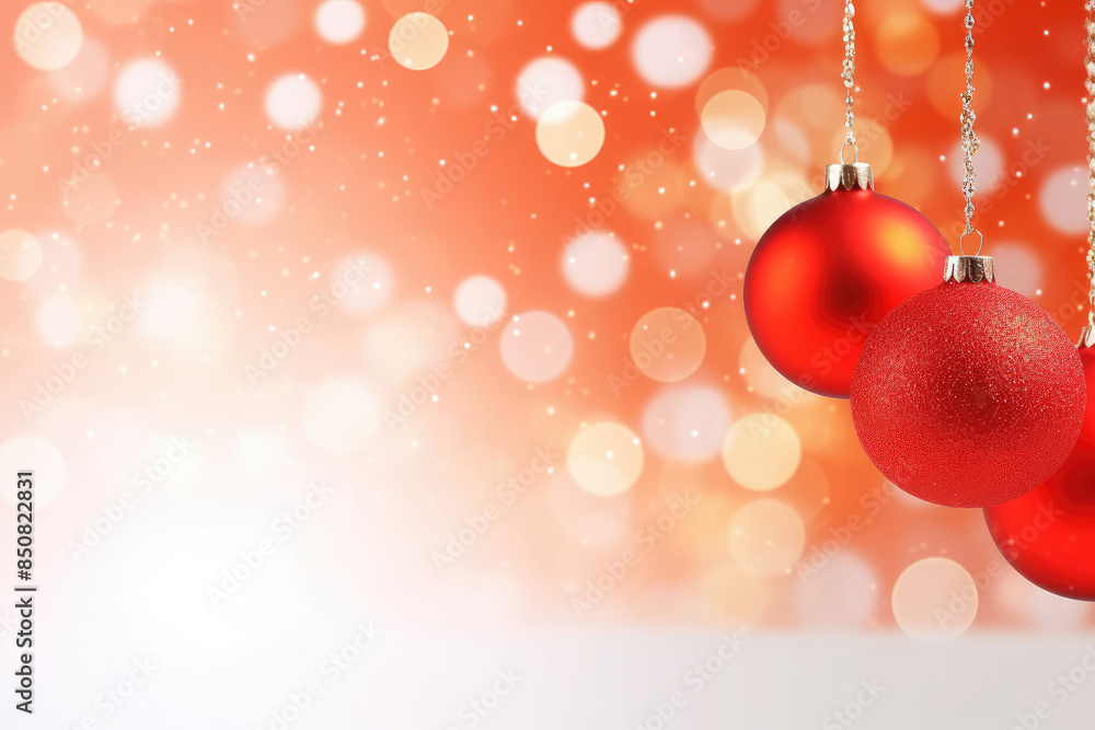 Fototapeta premium Sparkling Festive Spirit: Red Christmas Ornaments