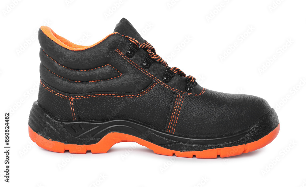 One comfortable working boot isolated on white One comfortable working boot isolated on white