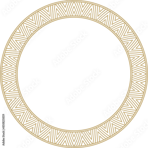 Vector gold round Yakut ornament. Endless circle, border, frame of the northern peoples of the Far East.