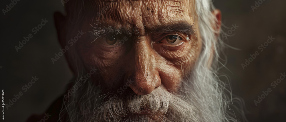 An elderly man's face, deeply wrinkled and full of character, stares intently with wisdom and age, capturing a striking, emotive presence. An elderly man's face, deeply wrinkled and full of character, stares intently with wisdom and age, capturing a striking, emotive presence.