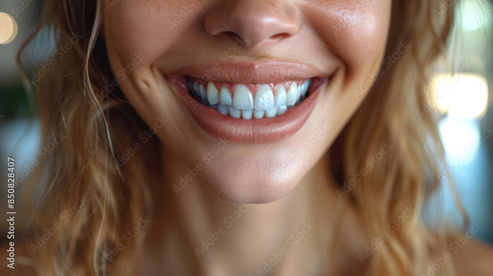 Close-Up of a Young Woman Smiling and Showing Healthy Gums Close-Up of a Young Woman Smiling and Showing Healthy Gums