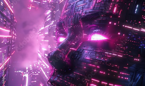 Neon Dreamscape Interwoven Technological Realms