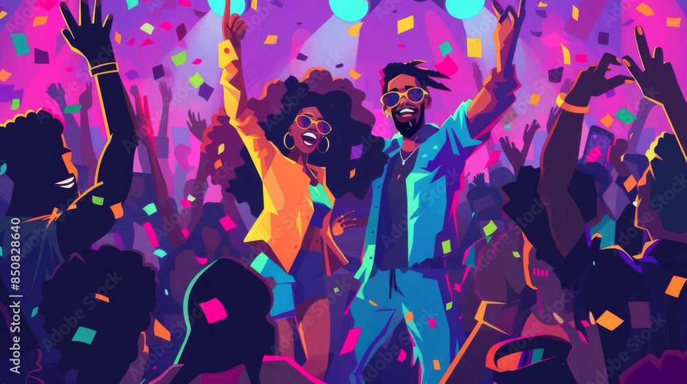 A couple is dancing in a crowd of people A couple is dancing in a crowd of people