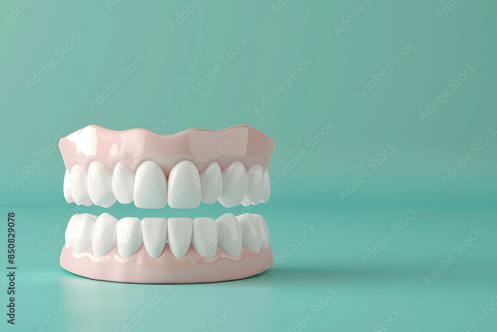 White teeth model against gradient background, illustrating dental clinic services, technology and innovation in the dental business, growth of the dental business concept White teeth model against gradient background, illustrating dental clinic services, technology and innovation in the dental business, growth of the dental business concept
