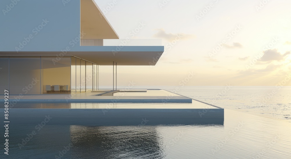 Fototapeta premium Luxurious Modern Home with Infinite Ocean View