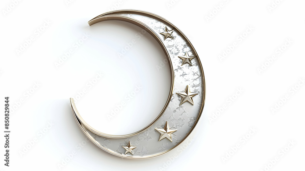 A vector illustration of crescent moon and star icon with copy space on white background for representing Islamic themes and cultural significance Photo Stock Concept A vector illustration of crescent moon and star icon with copy space on white background for representing Islamic themes and cultural significance Photo Stock Concept
