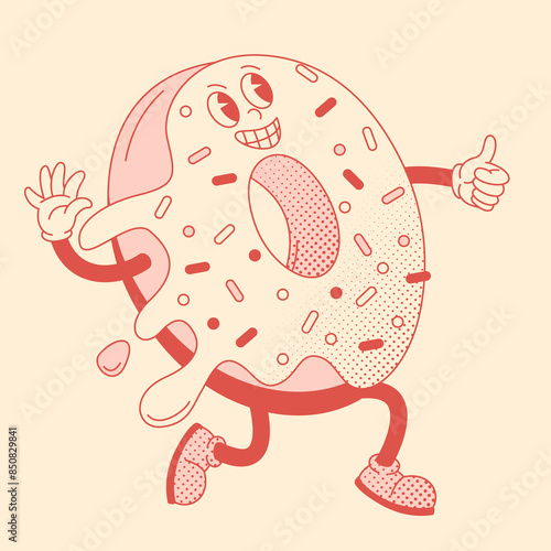 Funny donut groovy comic character