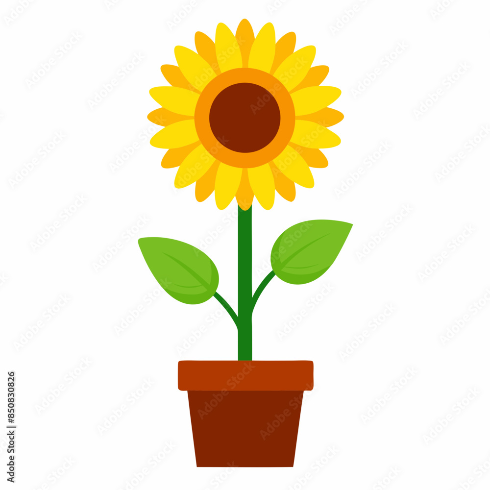 Obraz premium sunflower flower cartoon style vector art illustration.