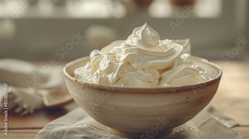Beautiful Close-Up of a Bowl with Skyr Yogurt 8k Realistic