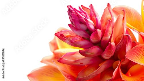 Close up of Tropical flower isolated on background, colorful vivid floral bouquet, spring season of blooming flower.