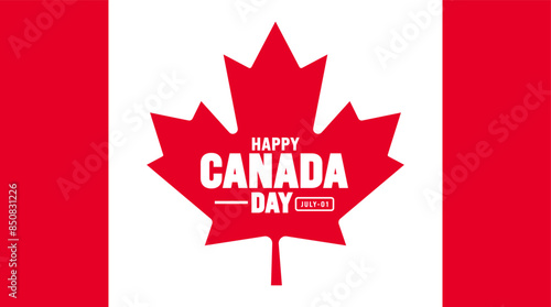1 July is Happy Canada Day background template with Canada flag maple leaf. Holiday concept. use to background, banner, placard, card, and poster design. celebrating Canada independence day banner.