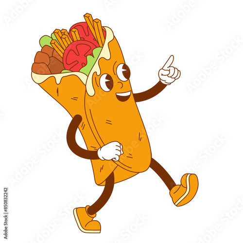 Tortilla groovy comic kebab character