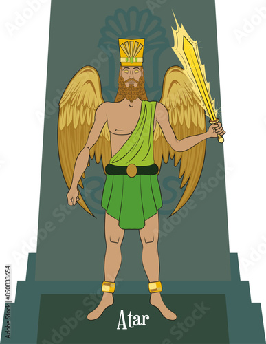 Illustration vector isolated of Persian Mythical god, Atar, God of fire.