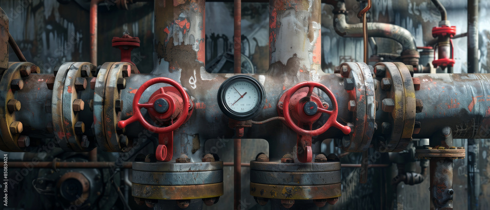 A network of old, rusty industrial pipes and valves, showing a close-up of their weathered surfaces, conveying a sense of history and usage. A network of old, rusty industrial pipes and valves, showing a close-up of their weathered surfaces, conveying a sense of history and usage.