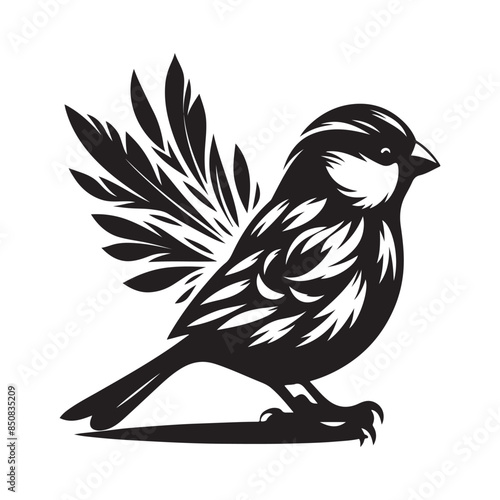 Sparrow Silhouette Vector Art Illustration