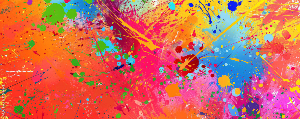 Abstract background with splattered paint in bright, chaotic patterns. Abstract background with splattered paint in bright, chaotic patterns.