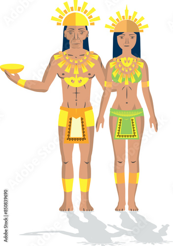 Illustration vector isolated of Calimas, Colombian native people indigenous. photo