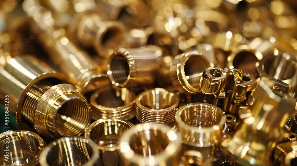 Gleaming Brass Mechanical Parts Close-Up Gleaming Brass Mechanical Parts Close-Up