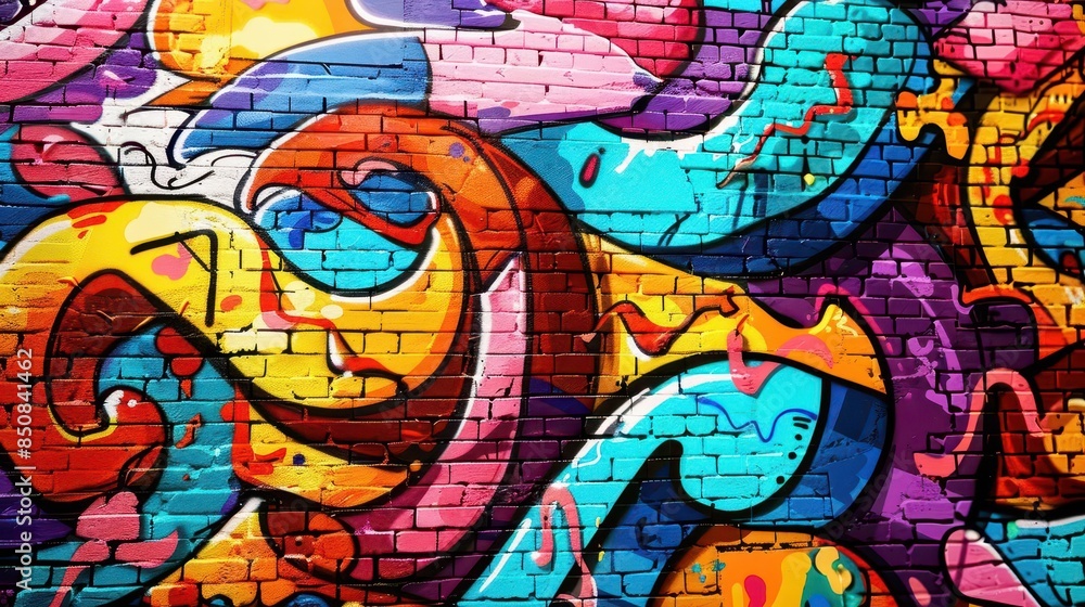 colorful graffiti art mural on urban brick wall vibrant street art illustration colorful graffiti art mural on urban brick wall vibrant street art illustration