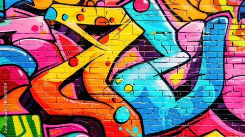 colorful graffiti art mural on urban brick wall vibrant street art illustration