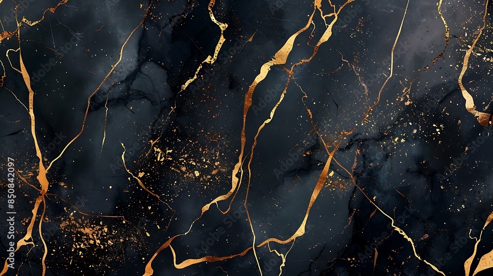 Black and gold cracked surface Black and gold cracked surface