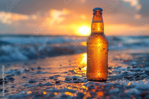 Cold Beer on a Beach Sunset