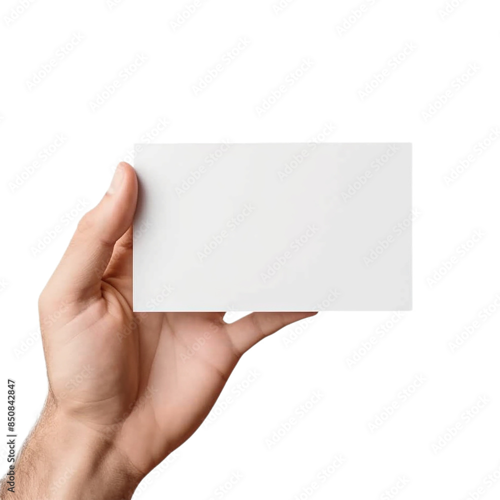 Obraz premium Hands holding a white card realistic PNG