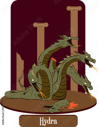illustration vector isolated of  mythical creature, Hydra, greek mithology