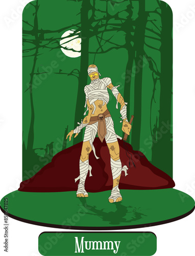 Illustration vector isolated of Mythical creatures, Mummy, Momia.
