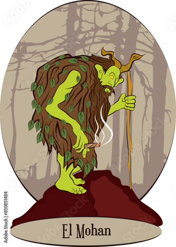 Illustration vector isolated of Colombian Mythical creatures, Mohan, legend.